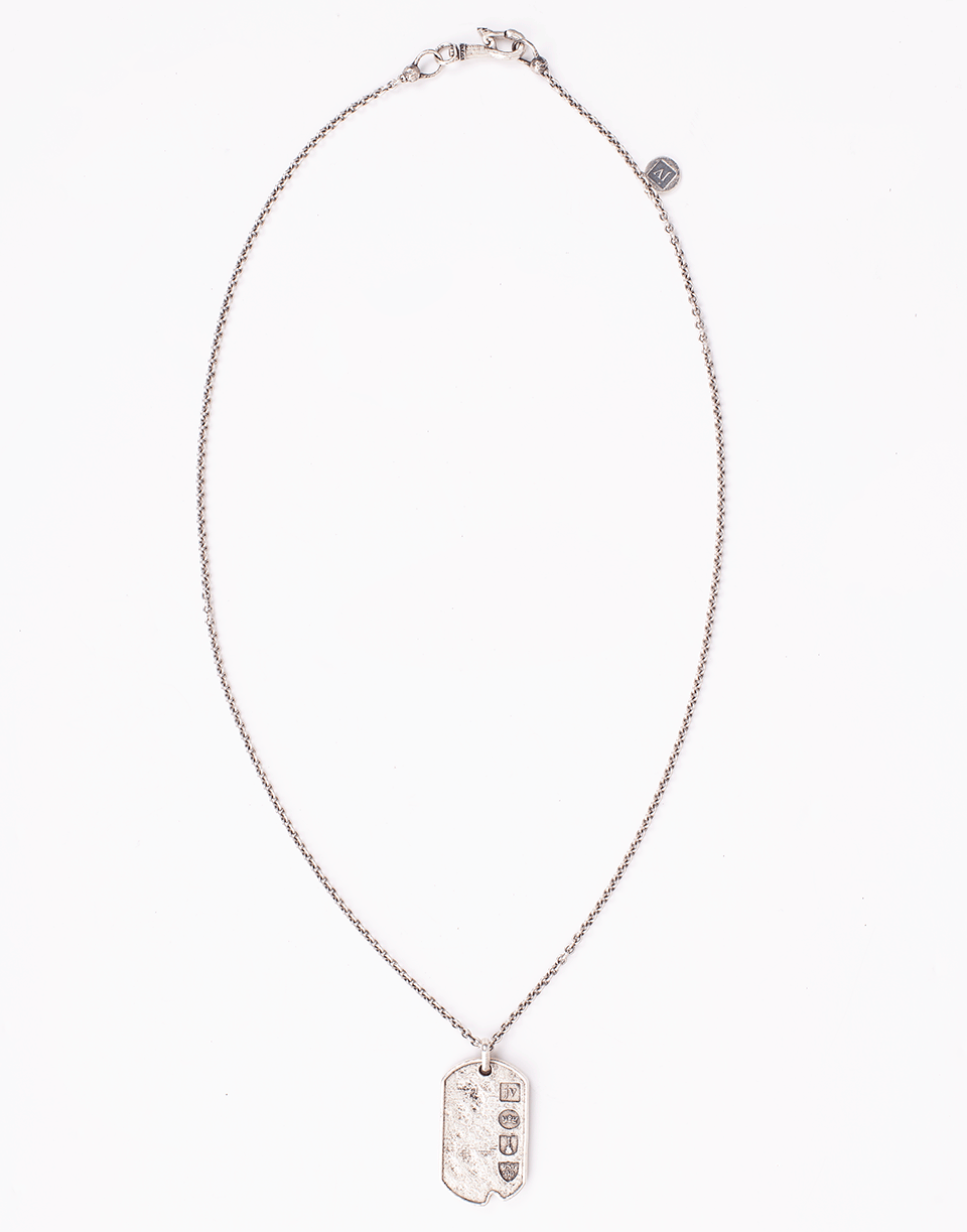 JOHN VARVATOS-Distressed Silver Dogtag Necklace-SILVER