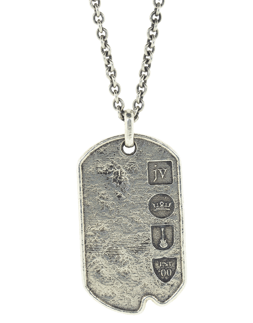 JOHN VARVATOS-Distressed Silver Dogtag Necklace-SILVER