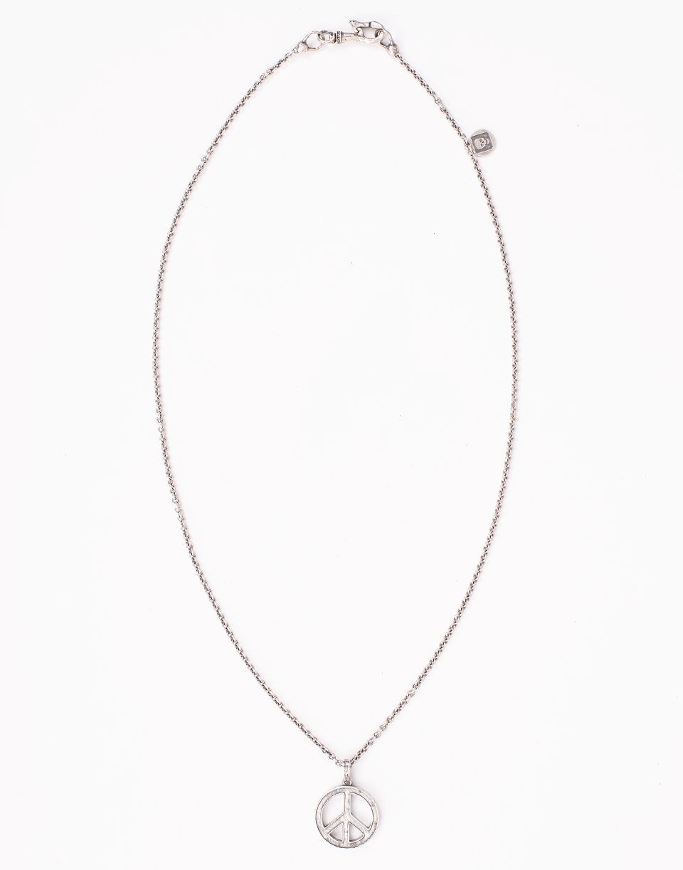 JOHN VARVATOS-Silver Peace Sign Necklace-SILVER