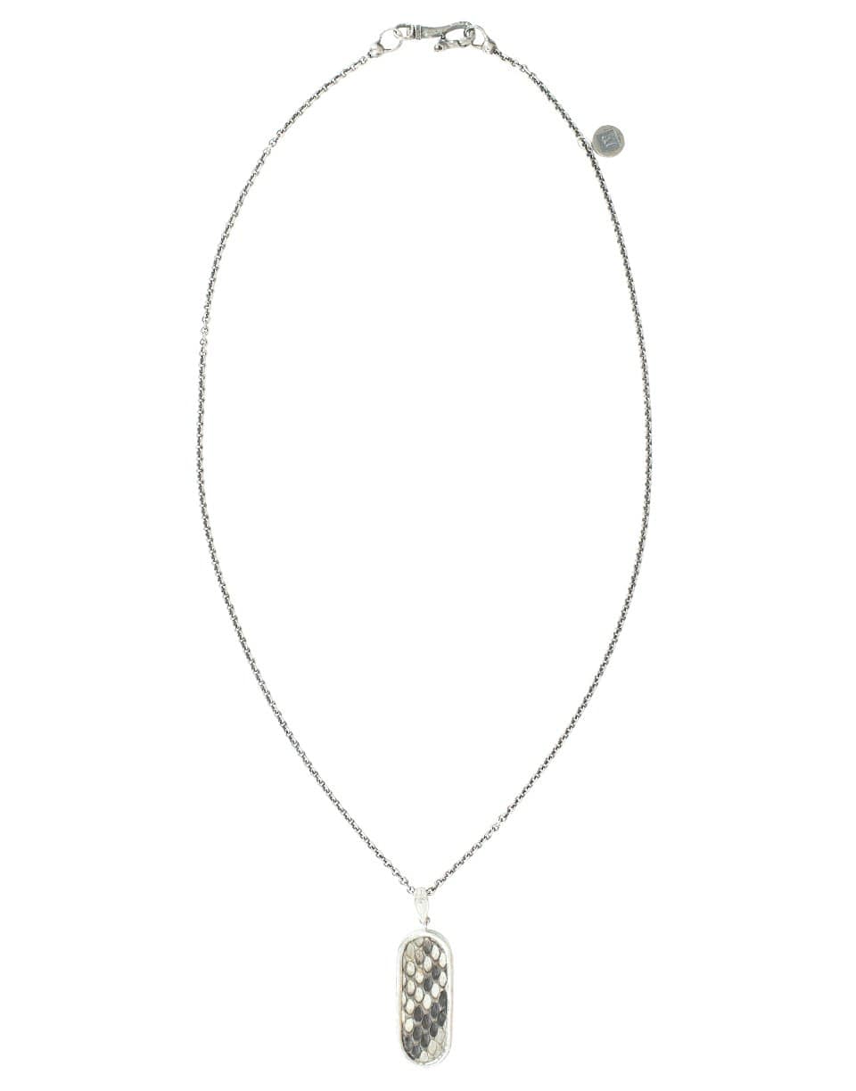 JOHN VARVATOS-Snake Skin Dog Tag Necklace-SILVER