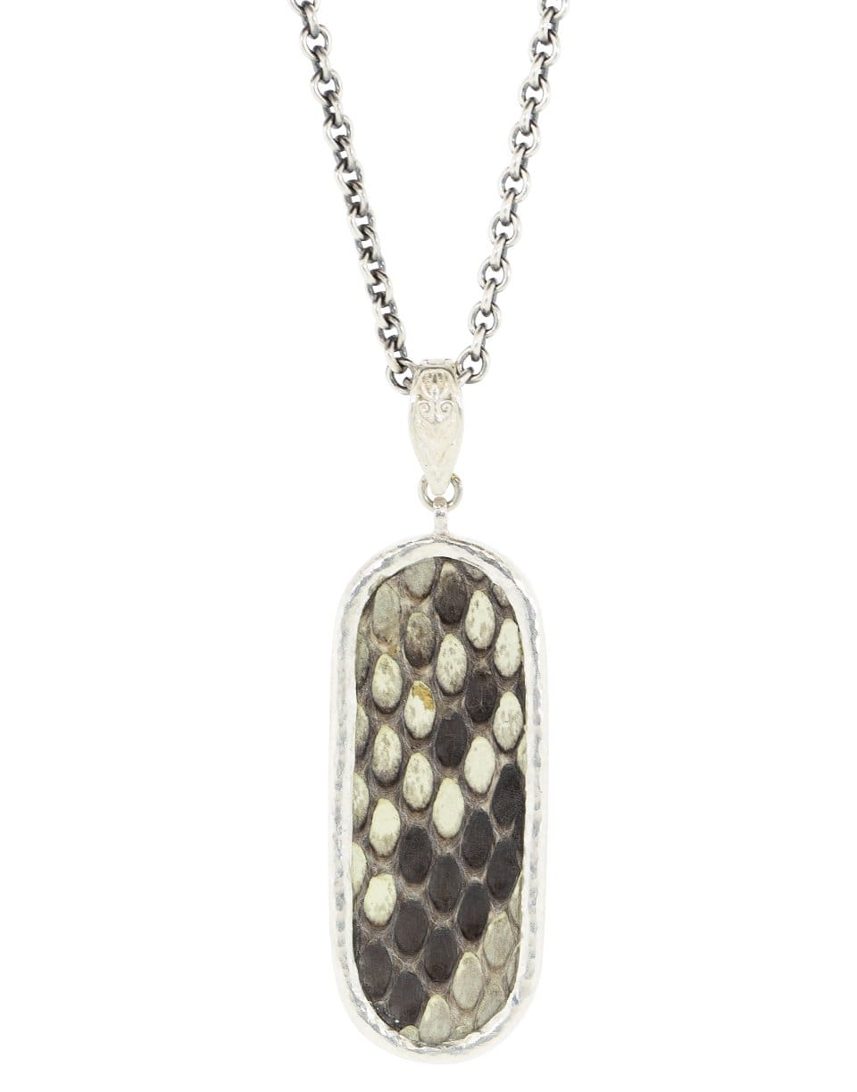 JOHN VARVATOS-Snake Skin Dog Tag Necklace-SILVER