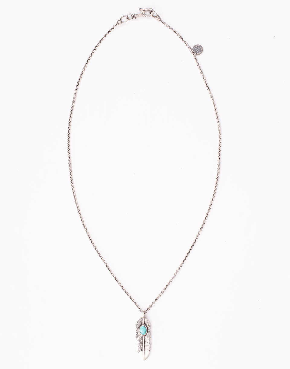 JOHN VARVATOS-Turquoise Feather Necklace-SILVER