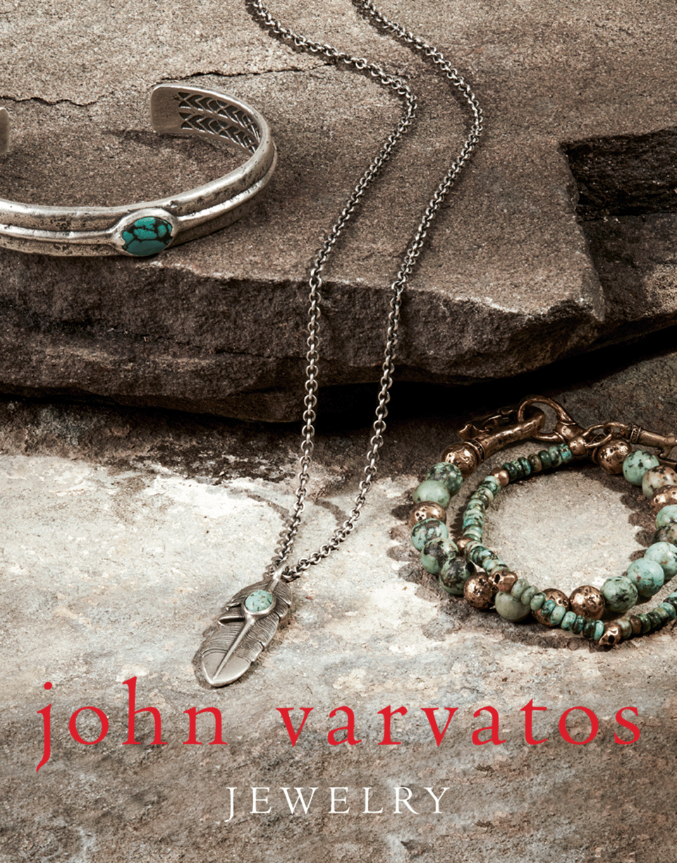 JOHN VARVATOS-Turquoise Feather Necklace-SILVER