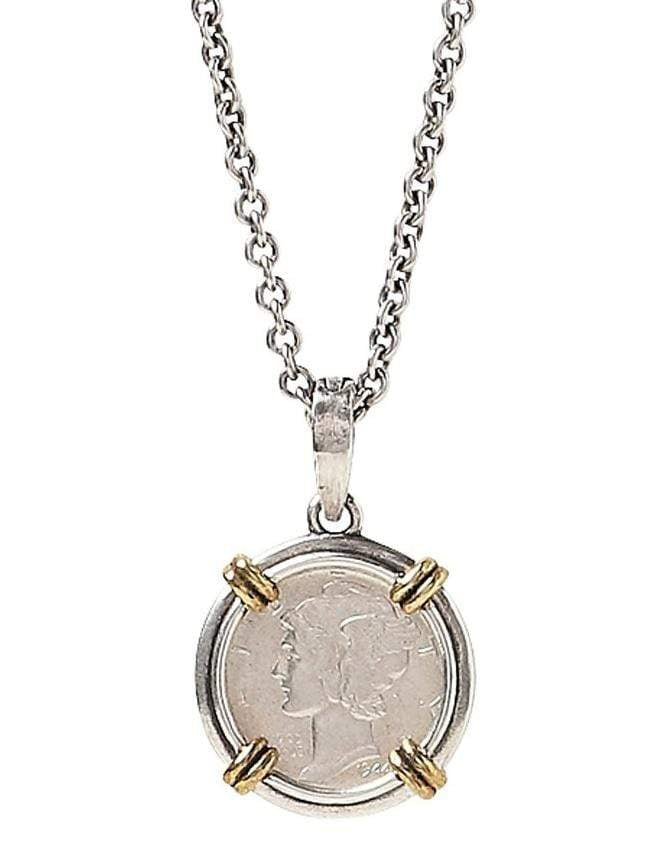 JOHN VARVATOS-Vintage Mercury Dime Silver Coin Necklace-SILVER