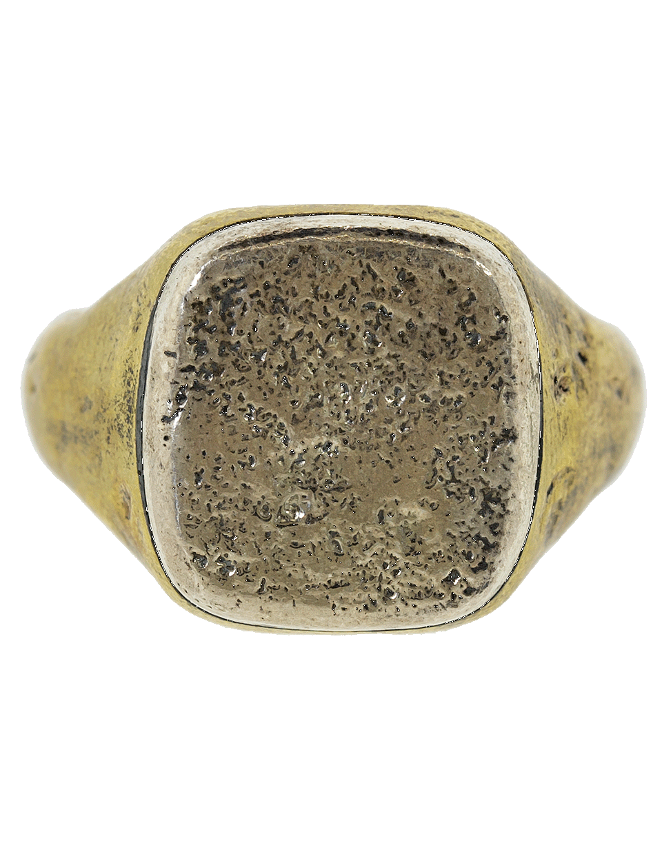 JOHN VARVATOS-Brass and Silver Signet Ring-SILVER