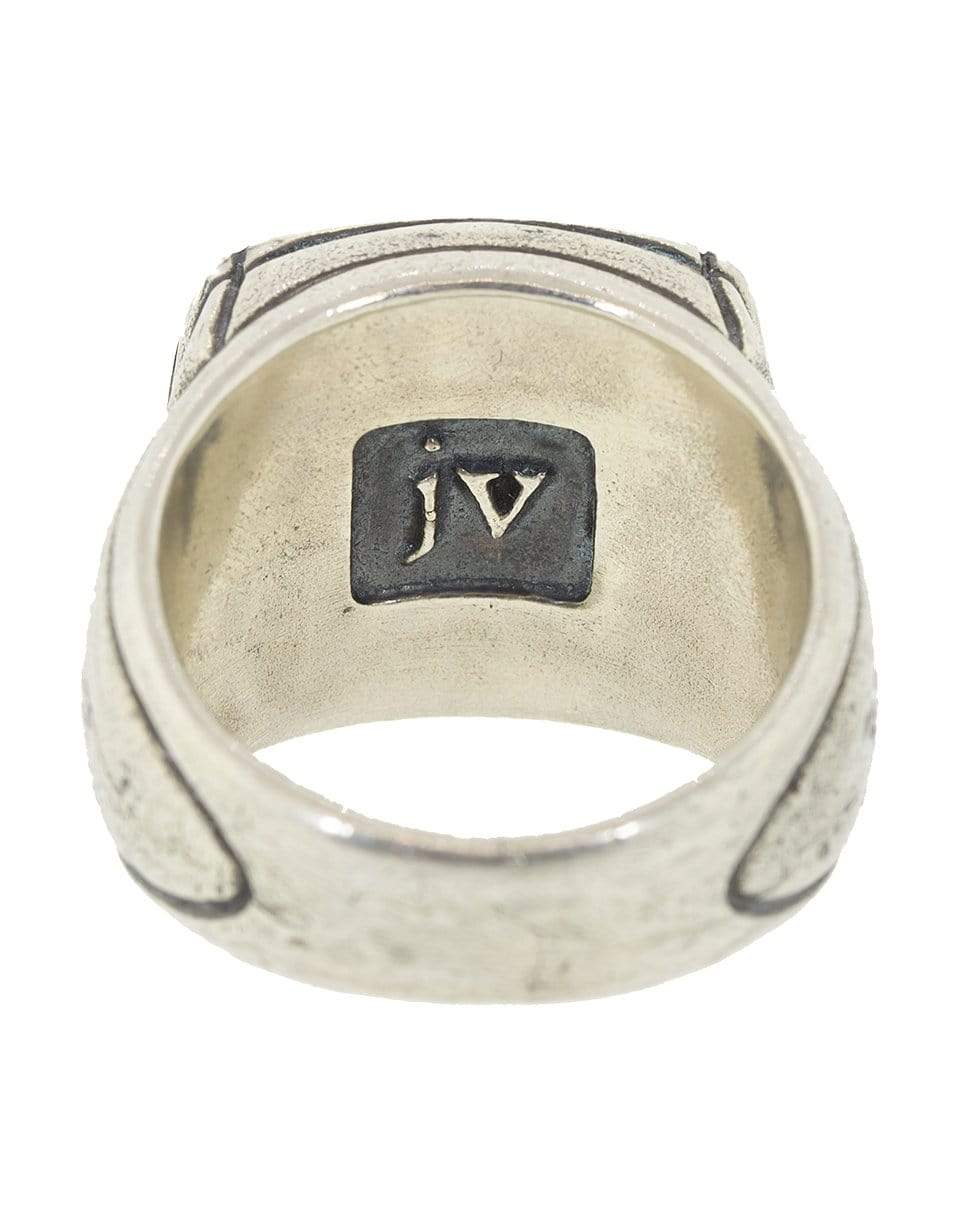 JOHN VARVATOS-Square Blue and Grey Pietersite Ring-SILVER
