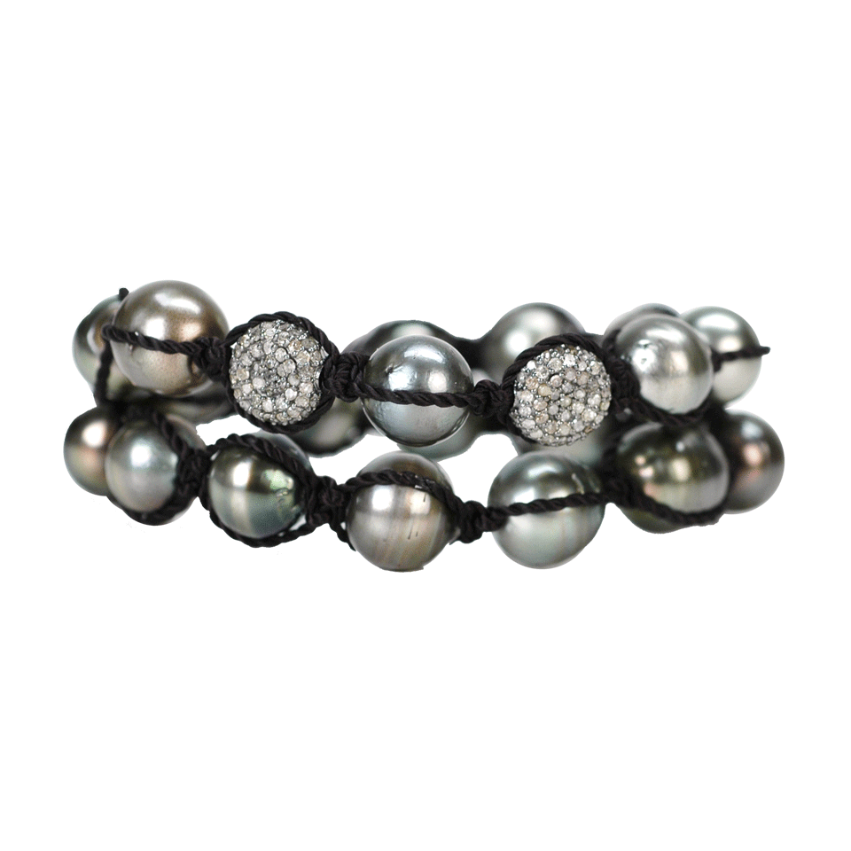 JORDAN ALEXANDER-Tahitian-Pearl Twist Bracelet-BLACK