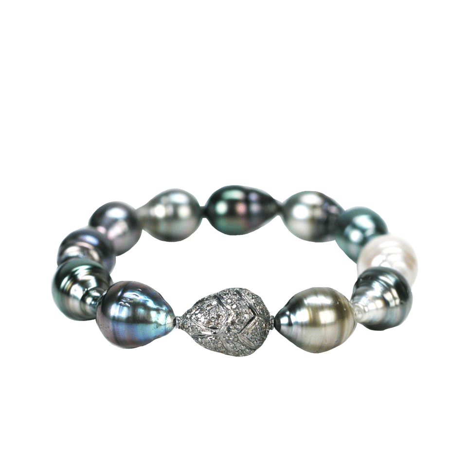 JORDAN ALEXANDER-Tahitian Pearl And Pave Bracelet-SILVER