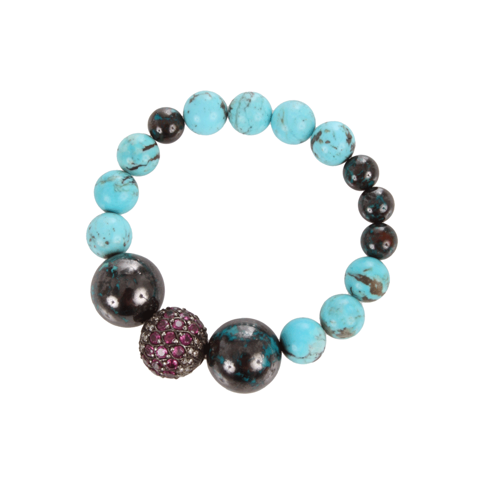 JORDAN ALEXANDER-Turquoise, Chrysolite and Pave Bracelet-TURQ/PNK