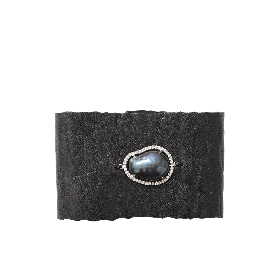 JORDAN ALEXANDER-Baroque Pearl Leather Bracelet-WHITE GOLD