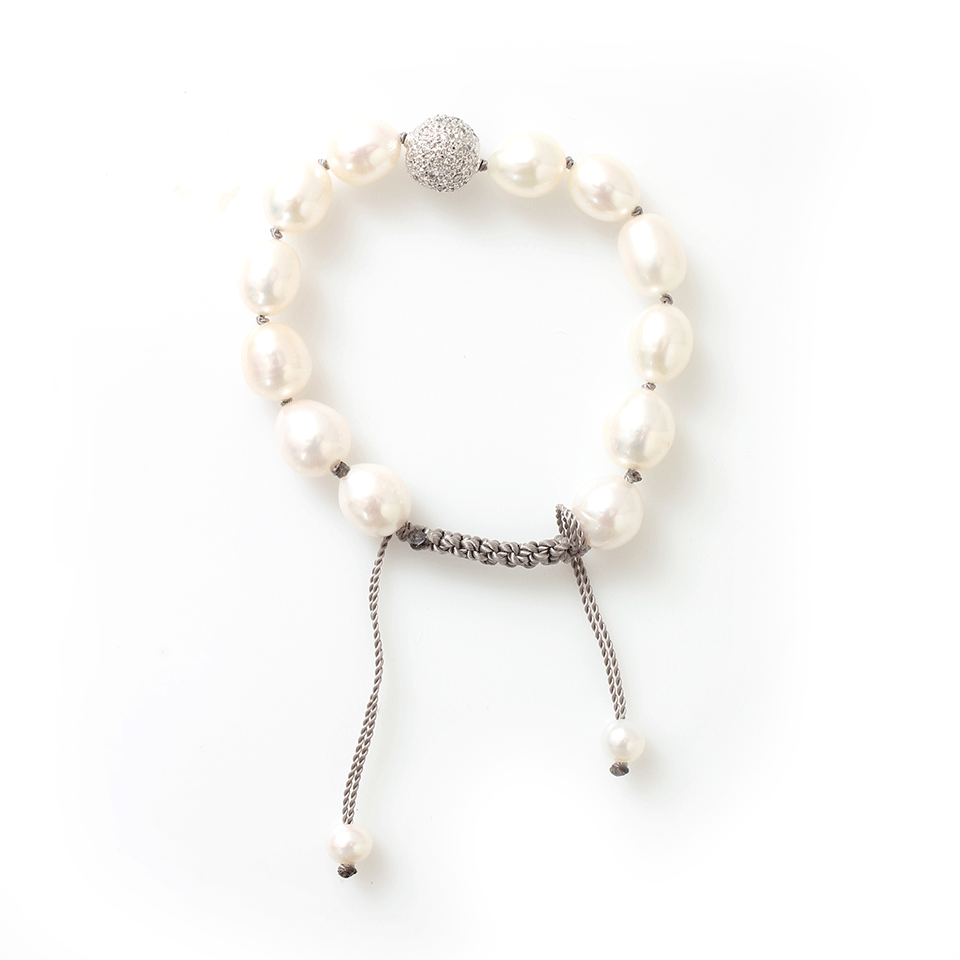 JORDAN ALEXANDER-White Freshwater Pearl Bracelet-WHITE GOLD