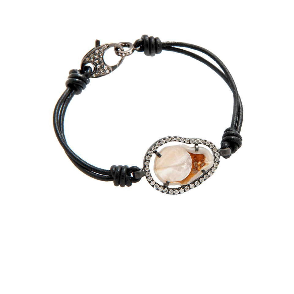 JORDAN ALEXANDER-Pearl and Pave Leather Bracelet-WHT/BLCK