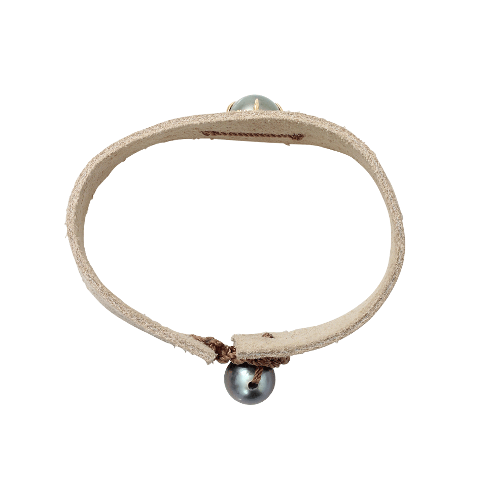 JORDAN ALEXANDER-Pearl Slice Leather Bracelet-YELLOW GOLD