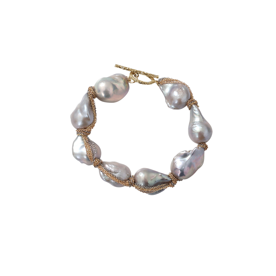 JORDAN ALEXANDER-Silver Baroque Pearl Bracelet-YELLOW GOLD