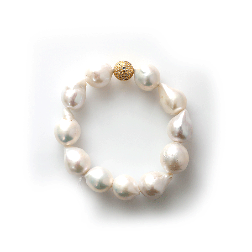JORDAN ALEXANDER-White Baroque Pearl Bracelet-YELLOW GOLD