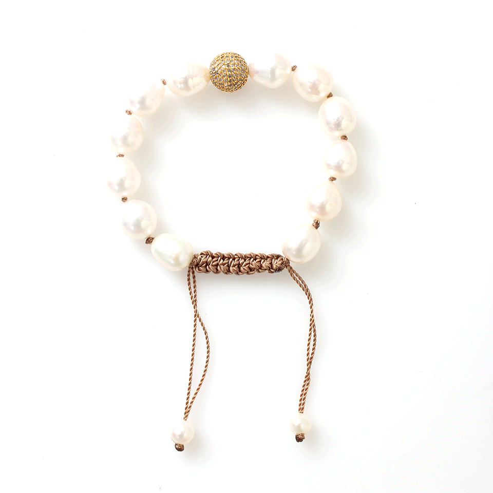 JORDAN ALEXANDER-White Freshwater Pearl Bracelet-YELLOW GOLD