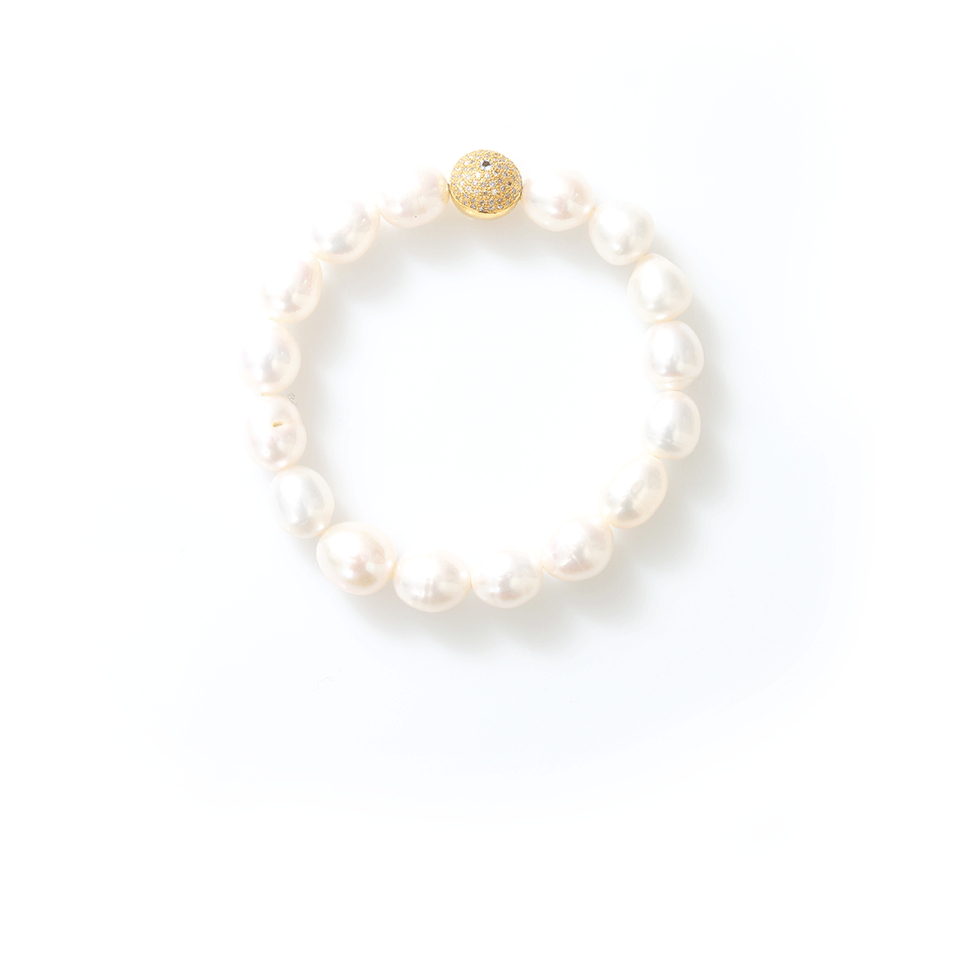 JORDAN ALEXANDER-White Pearl Bracelet-YELLOW GOLD