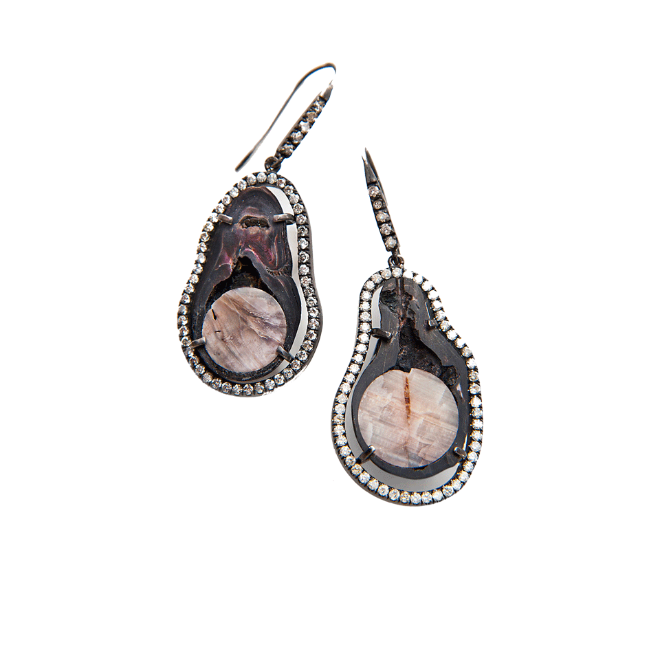 JORDAN ALEXANDER-Pearl-Slice and Pave Earrings-NVY/SLVR
