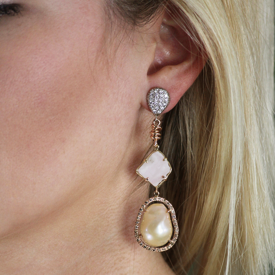 JORDAN ALEXANDER-Beige Pearl Slice Earrings-ROSE GOLD