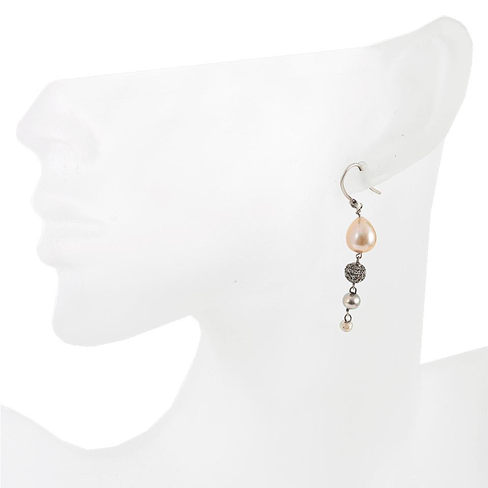JORDAN ALEXANDER-Pearl Diamond Sapphire Bead Earrings-SILVER