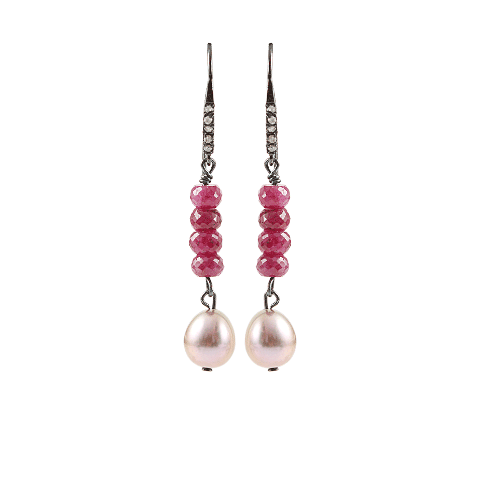 JORDAN ALEXANDER-Ruby and Pearl on Diamond Silver Earrings-SILVER