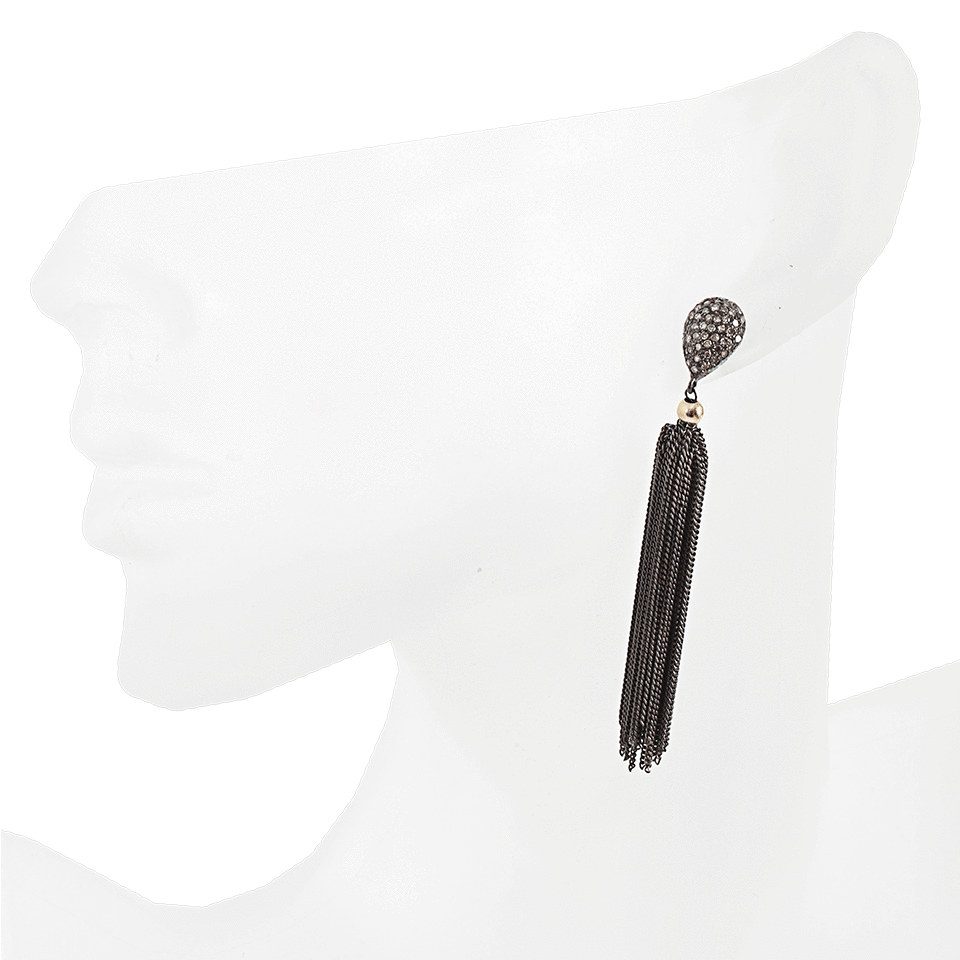 JORDAN ALEXANDER-Silver Tassel Diamond Post Earrings-SILVER