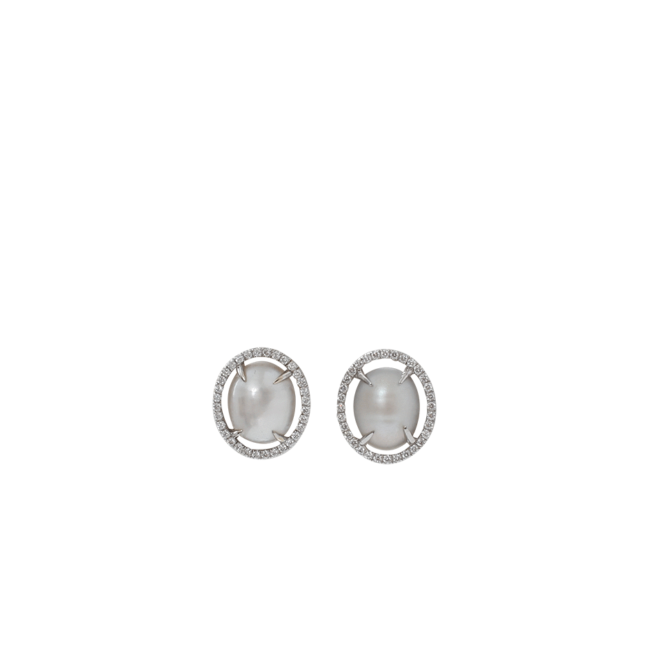 JORDAN ALEXANDER-White Freshwater Oval Pearl Slice Studs-WHITE GOLD