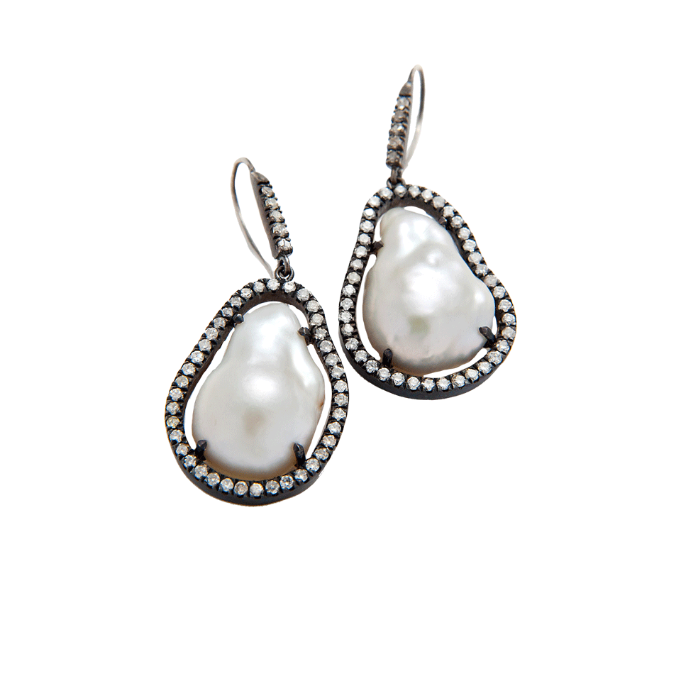 JORDAN ALEXANDER-Pearl-Slice and Pave Earrings-WHT/SLVR