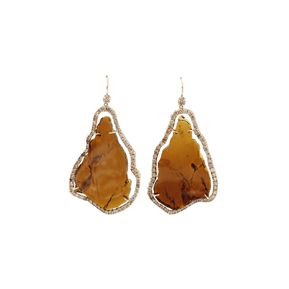 JORDAN ALEXANDER-Brown Tourmaline Slice Earrings-YELLOW GOLD