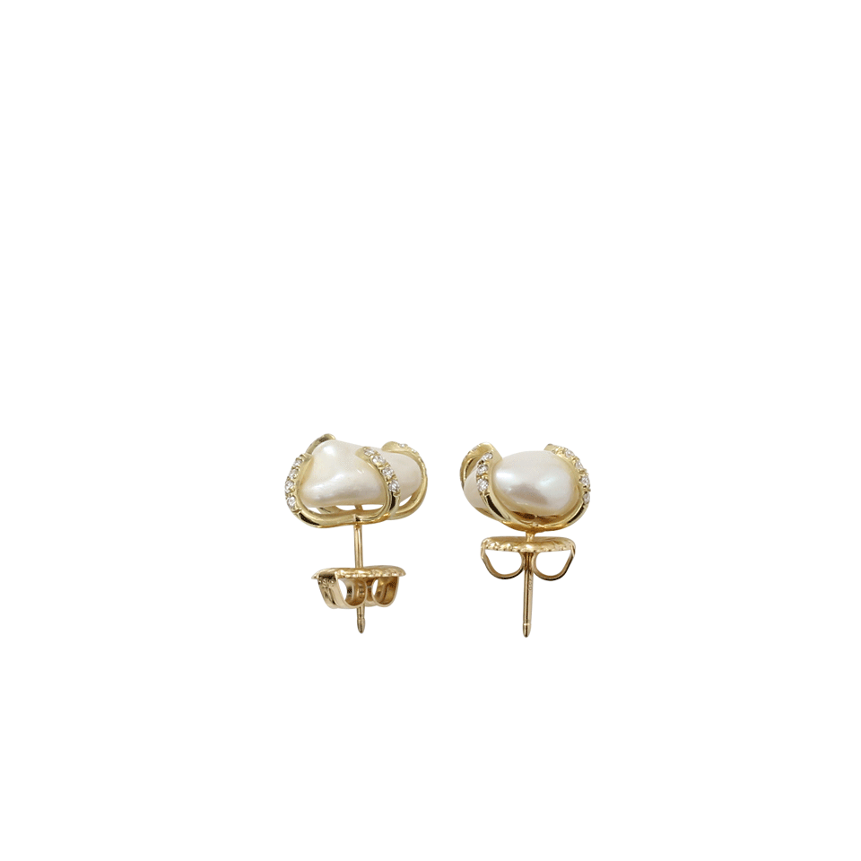 JORDAN ALEXANDER-Keshi Pearl And Diamond Earrings-YELLOW GOLD