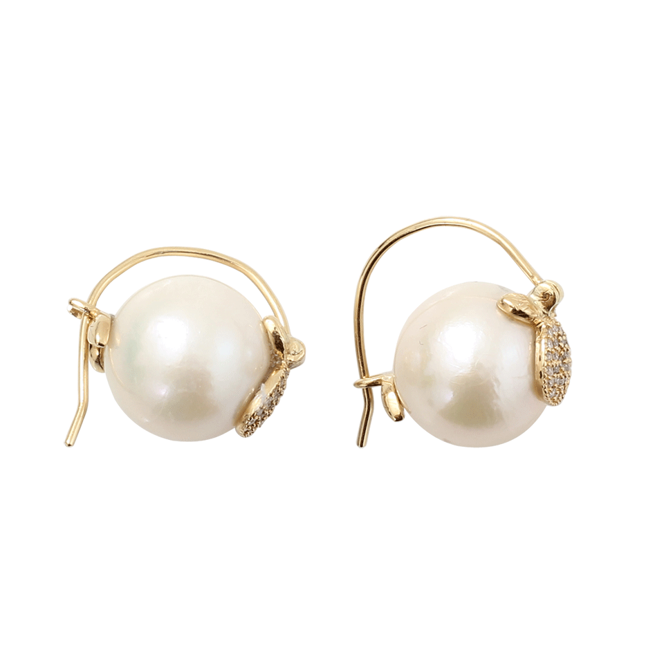 JORDAN ALEXANDER-Pearl And Diamond Disc Earrings-YELLOW GOLD