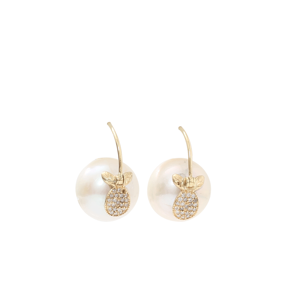 JORDAN ALEXANDER-Pearl And Diamond Disc Earrings-YELLOW GOLD