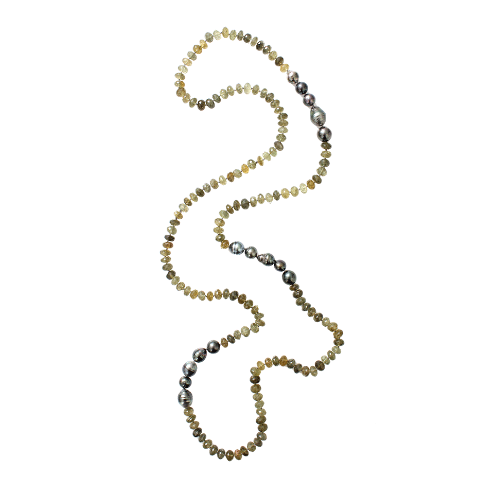 JORDAN ALEXANDER-Moss Aquamarine Bead Necklace-GREEN