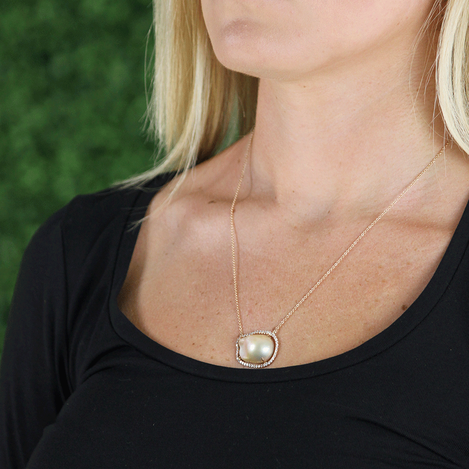 JORDAN ALEXANDER-Fresh Water Baroque Pearl Necklace-ROSE GOLD