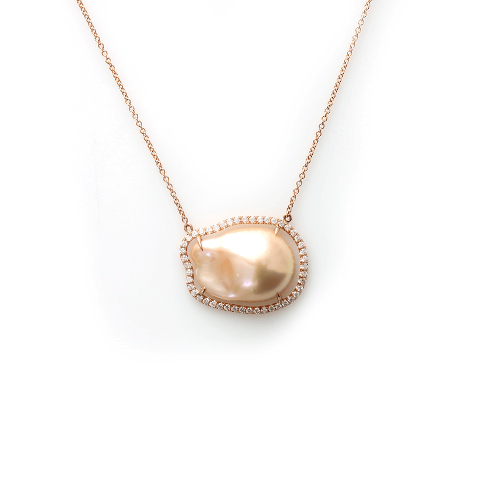 JORDAN ALEXANDER-Fresh Water Baroque Pearl Necklace-ROSE GOLD