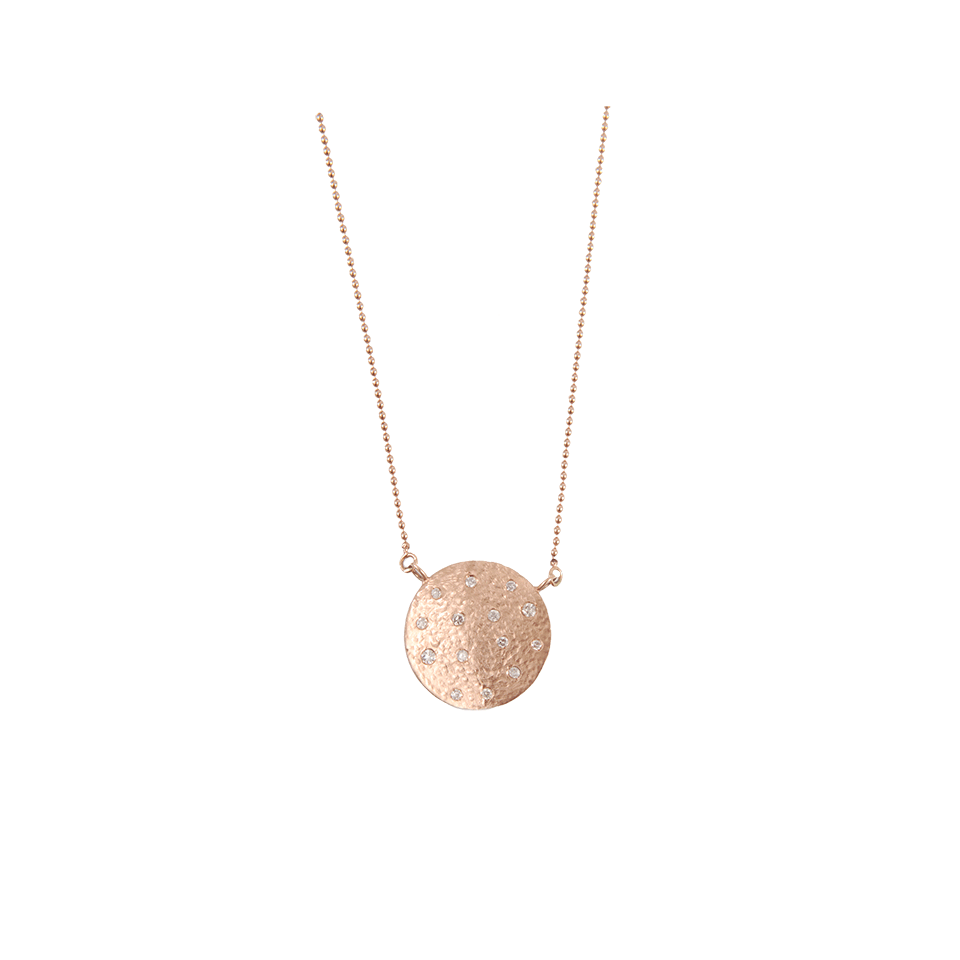 JORDAN ALEXANDER-Scattered Diamond Disc Necklace-ROSE GOLD