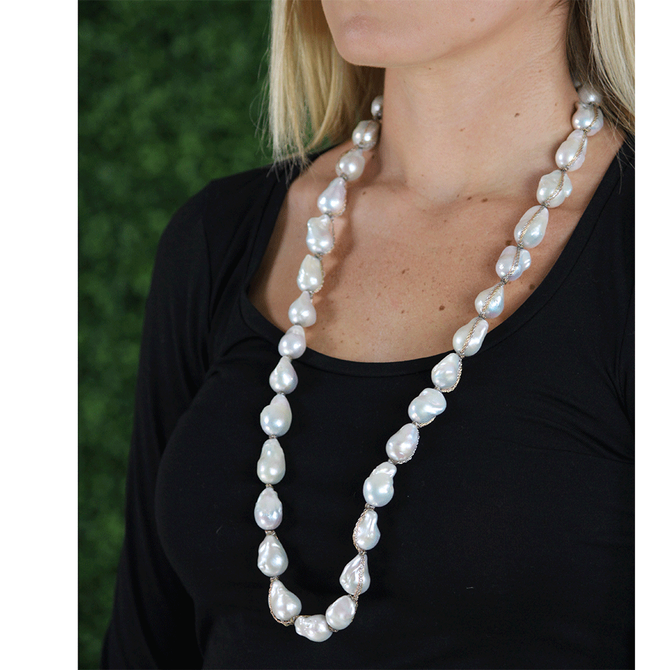 JORDAN ALEXANDER-White Baroque Pearl Necklace-ROSE GOLD