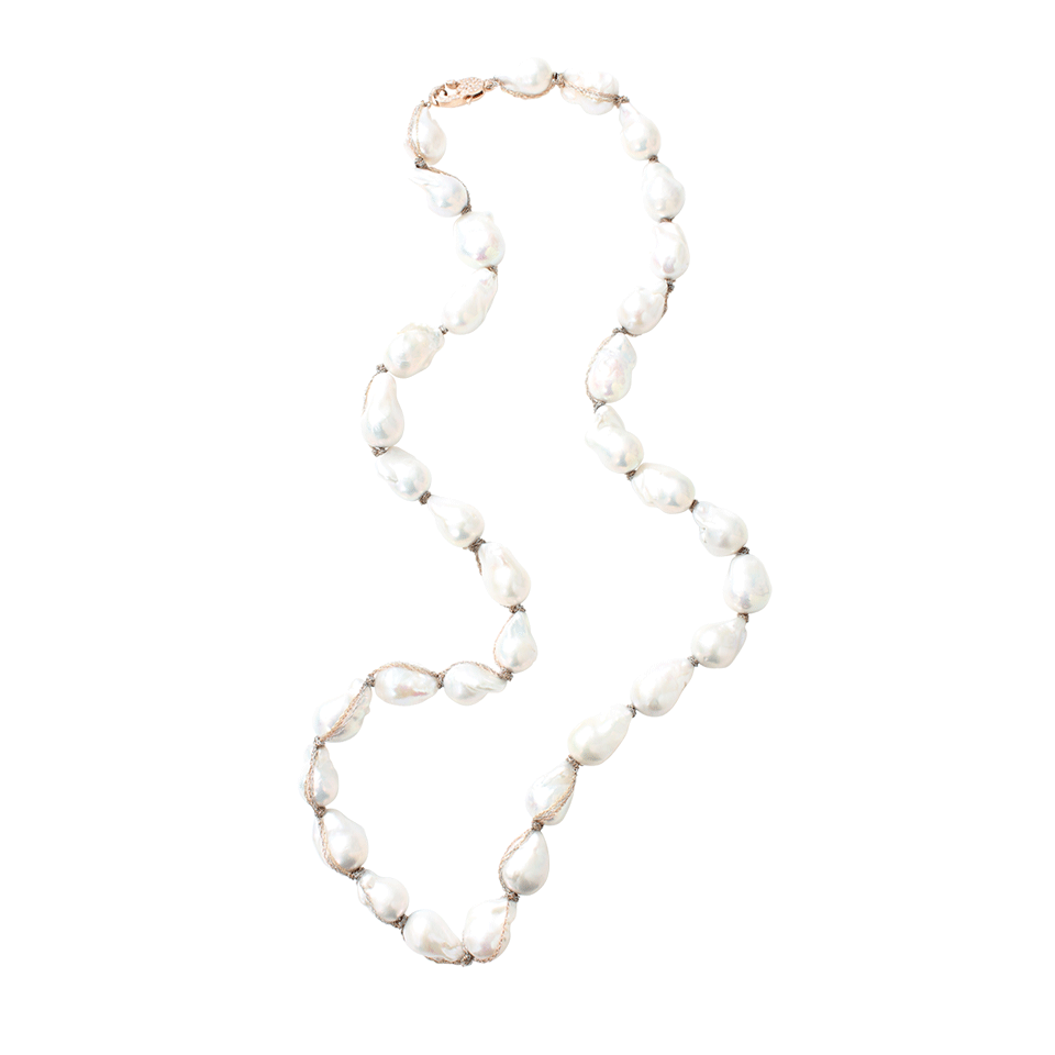 JORDAN ALEXANDER-White Baroque Pearl Necklace-ROSE GOLD