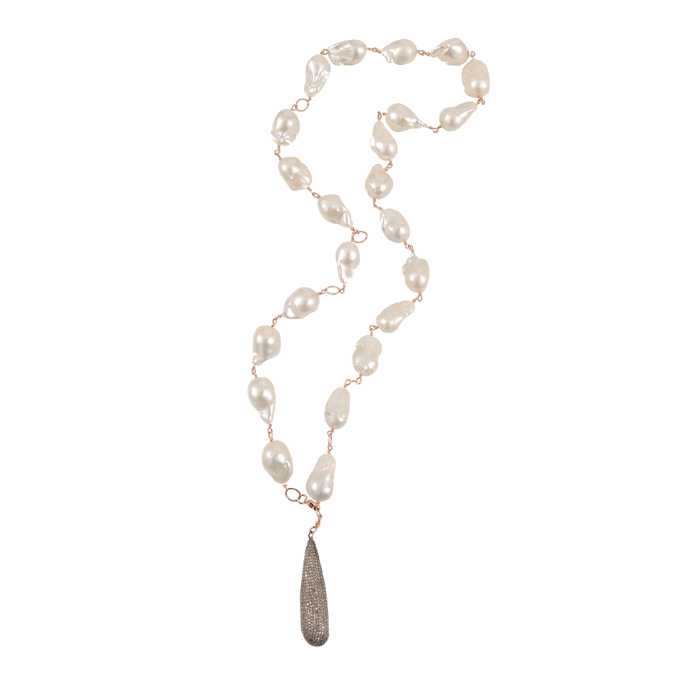 JORDAN ALEXANDER-White Baroque Pearl Necklace-ROSE GOLD