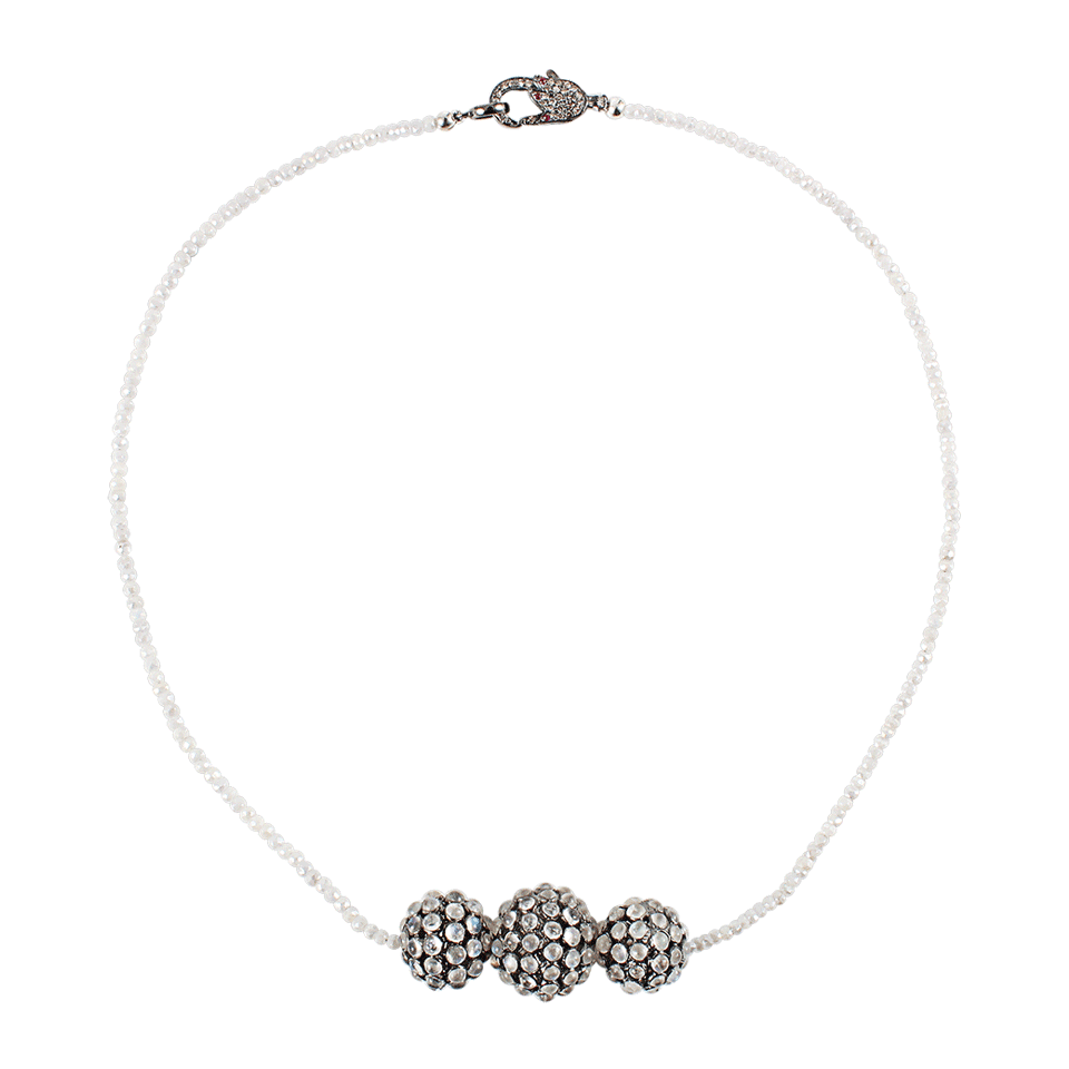 JORDAN ALEXANDER-Moonstone Balls and Sapphire Bead Necklace-SILVER