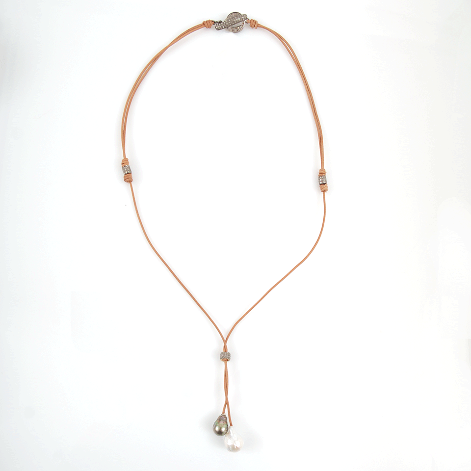 JORDAN ALEXANDER-Natural Leather Lariat Necklace-SILVER