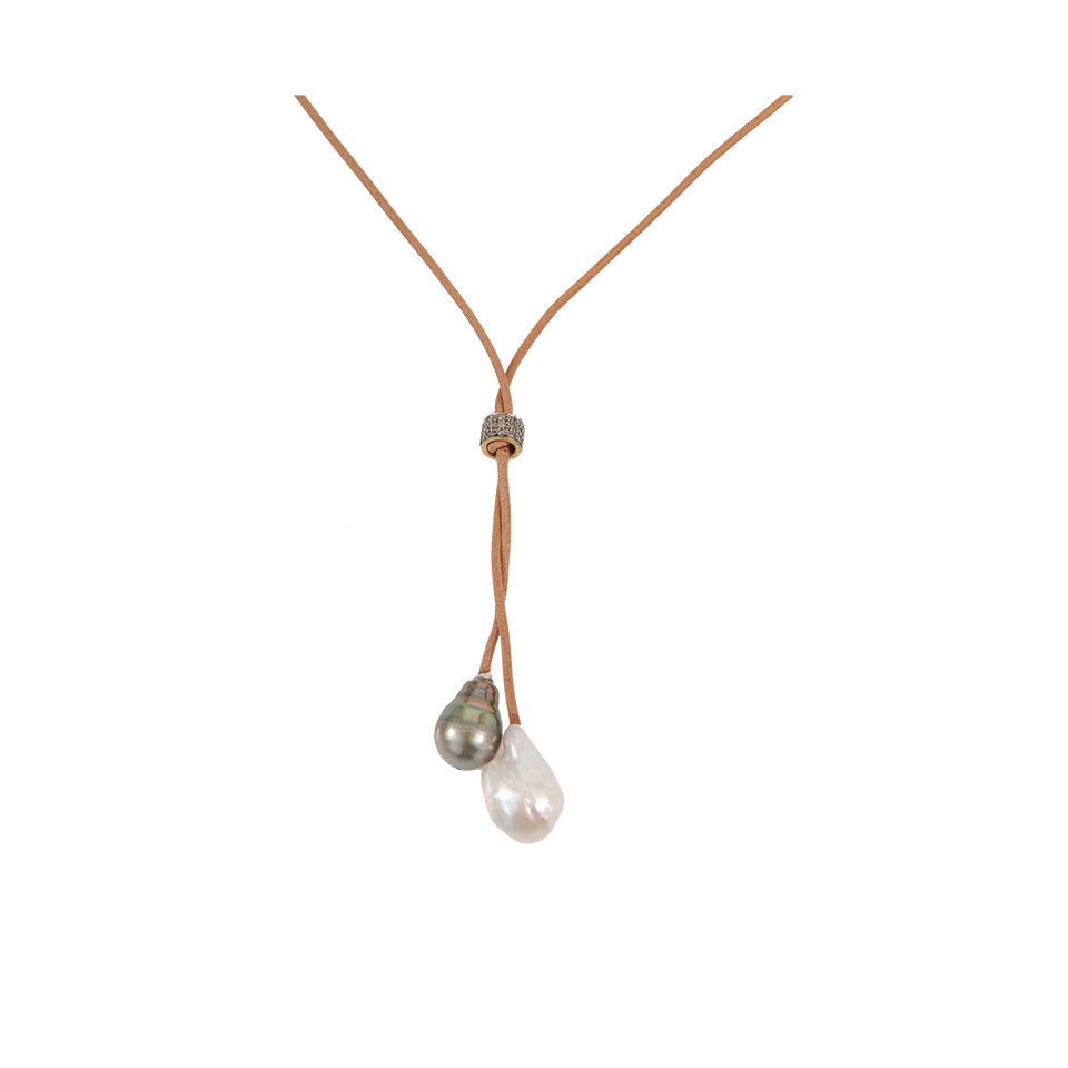 JORDAN ALEXANDER-Natural Leather Lariat Necklace-SILVER