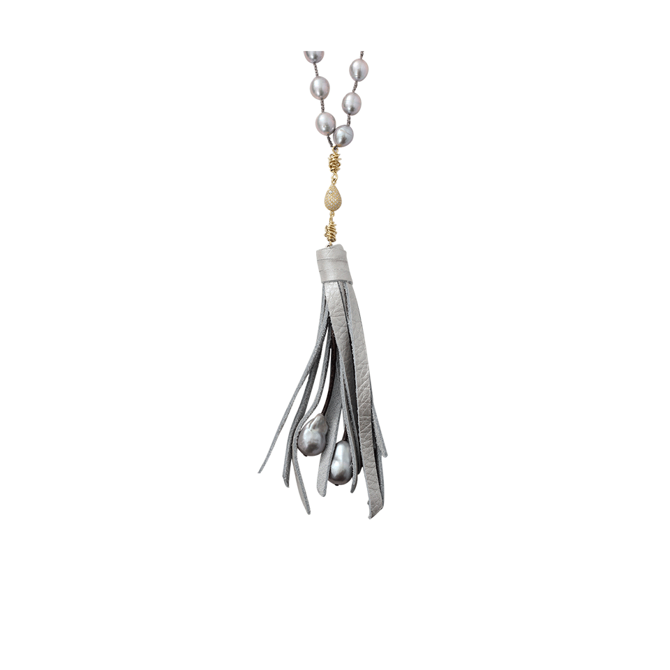 JORDAN ALEXANDER-Silver Pearl Tassel Necklace-SILVER