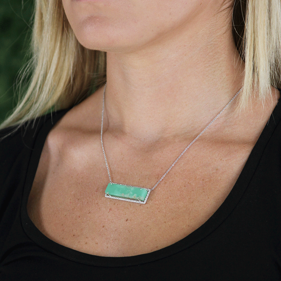 JORDAN ALEXANDER-Chrysoprase Bar Necklace-WHITE GOLD
