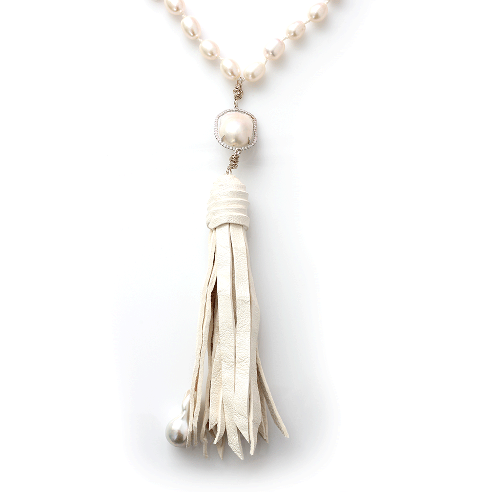 JORDAN ALEXANDER-White Fresh Water Pearl Necklace-WHITE GOLD