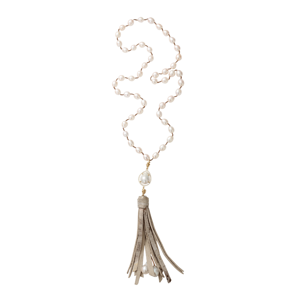 JORDAN ALEXANDER-White Freshwater Pearl Tassel Necklace-WHITE GOLD