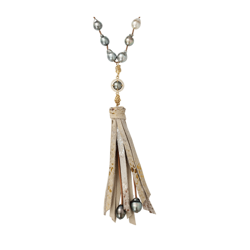 JORDAN ALEXANDER-Metallic And Tahitian Pearl Necklace-YELLOW GOLD
