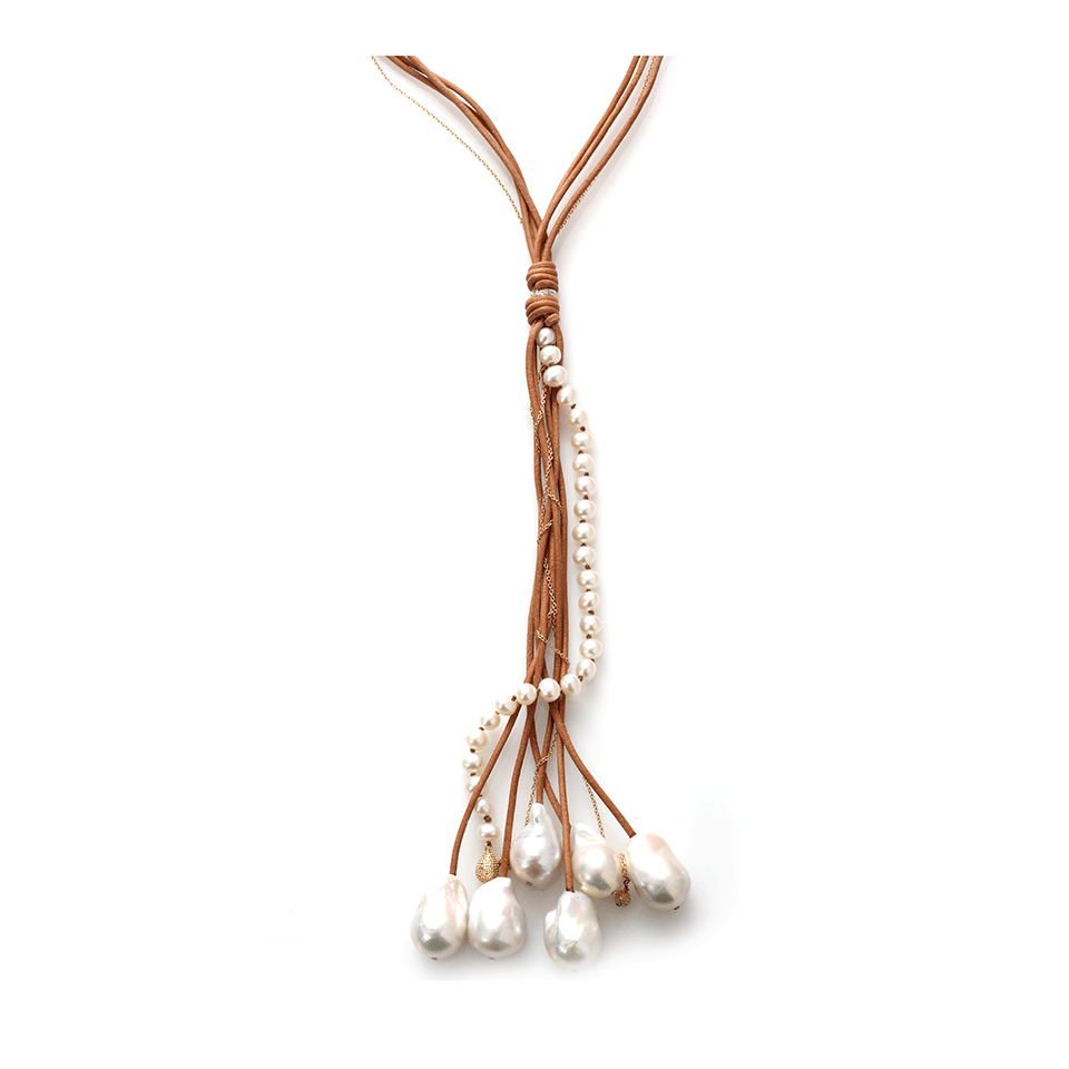 JORDAN ALEXANDER-White Baroque Pearl Tassel Necklace-YELLOW GOLD