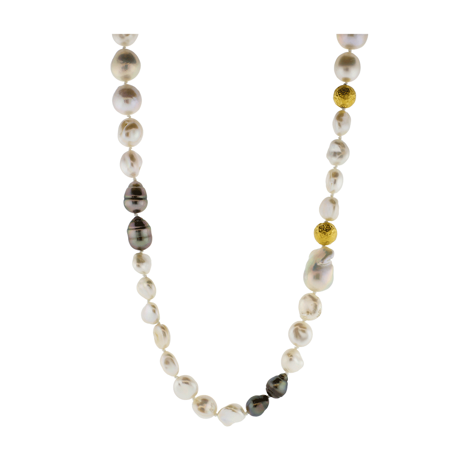 JORDAN ALEXANDER-White Freshwater Keshi Pearl Necklace-YELLOW GOLD