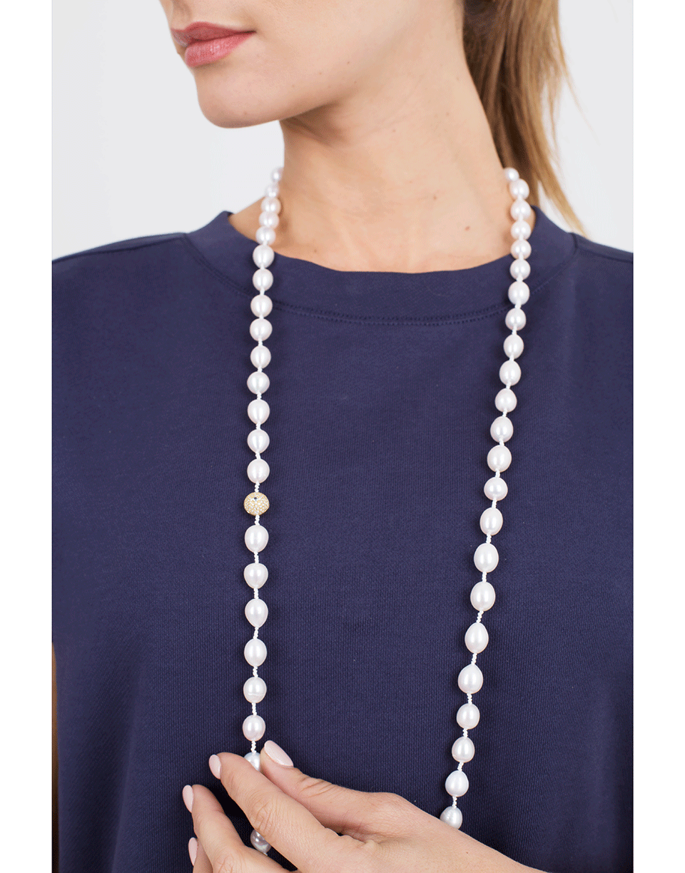 JORDAN ALEXANDER-White Freshwater Pearl Necklace-YELLOW GOLD